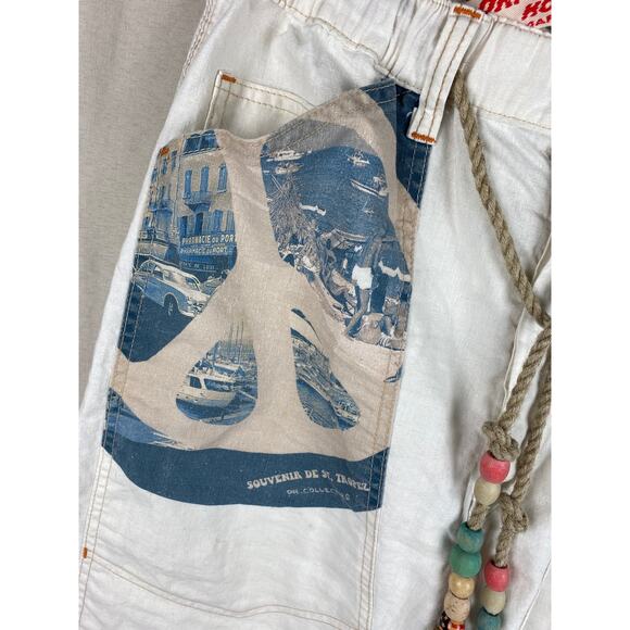 Free People x Dr Collectors Peace Carpenter Pants Sz Large Teddy Forever Hemp - Picture 2 of 12